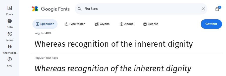 Fira Sans Google Font