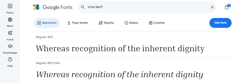 Inria Serif Google Font