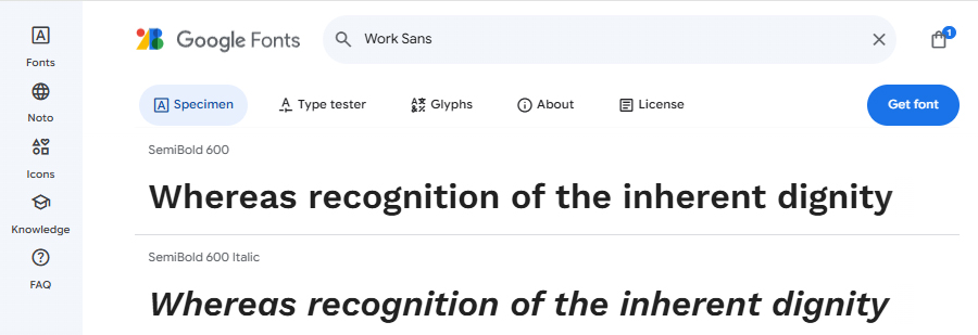 Work Sans Google Font